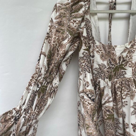 Pilcro Women's Small White Paisley Long Sleeve Open Back Mini Dress Cotton - Picture 4 of 13